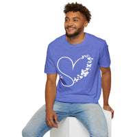 Valentines Day Butterfly Heart Medley White Version Unisex Graphic Tee! All New Heather Colors!!! Free Shipping!!!