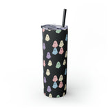 Retro Pastel Happy Little Ghost Skinny Tumbler with Straw, 20oz! Halloween!