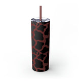 Teacher Life Cow Printed Skinny Tumbler with Straw, 20oz! Multiple Colors!