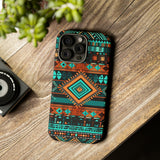 Turquoise Aztec Tough Cases! Cellphone Cases! Multiple Sizes Available! Apple iPhone, Samsung Galaxy, and Google Pixel devices!