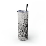 Western Style Ink Splatter Black and Grey Skinny Tumbler with Straw, 20oz! Multiple Colors!