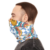 Blue Plaid Smiley Lightweight Neck Gaiter! 4 Sizes Available! Free Shipping! UPF +50! Great For All Outdoor Sports!