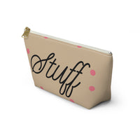 Cream Pink Polka Dot Accessory Pouch, Check Out My Matching Weekender Bag! Free Shipping!!!