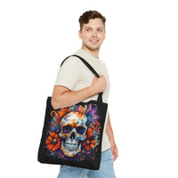 Halloween Floral Skull Fall Vibes Tote Bag!