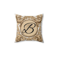 Custom Personalized Western/Boho Monogram Cream Print Square Pillow!