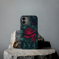 Stained Glass Teal and Roses Gothic Inspired Halloween Tough Phone Cases! Fall Vibes!