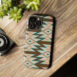 Teal and Brown Aztec Tough Cases! Cellphone Cases! Multiple Sizes Available! Apple iPhone, Samsung Galaxy, and Google Pixel devices!