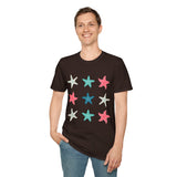 Pink and Blue Star Fish Medley Unisex Graphic Tees! Summer Vibes! All New Heather Colors!!! Free Shipping!!!