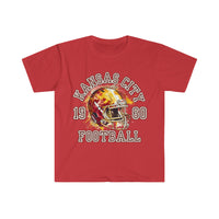 1 Kansas City Football Paint Splatter Helmet Unisex Graphic Tees! Football Season!