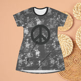 Black and Grey Paint Washed Peace Symbol Oversized Tee!! Great For Sleeping, Lounging, Swimming! Free Shipping!!!