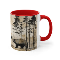 Black Bear Acid Wash Greyscale Accent Coffee Mug, 11oz! Multiple Colors Available! Fall Vibes!