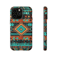 Turquoise Aztec Tough Cases! Cellphone Cases! Multiple Sizes Available! Apple iPhone, Samsung Galaxy, and Google Pixel devices!