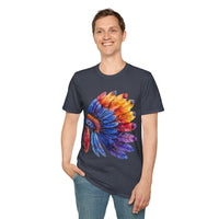 Indian Head Dress Colorful Rainbow Unisex Graphic Tees! Summer Vibes! All New Heather Colors!!! Free Shipping!!!