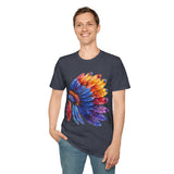 Indian Head Dress Colorful Rainbow Unisex Graphic Tees! Summer Vibes! All New Heather Colors!!! Free Shipping!!!