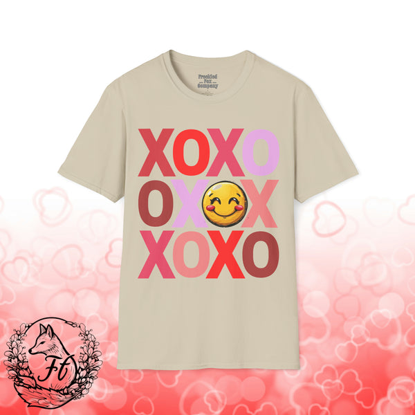 Valentines Day XOXO Heart Smiley Face Unisex Graphic Tee!  All New Heather Colors!!!
