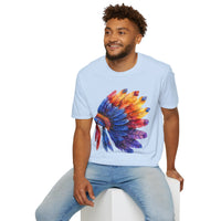 Indian Head Dress Colorful Rainbow Unisex Graphic Tees! Summer Vibes! All New Heather Colors!!! Free Shipping!!!