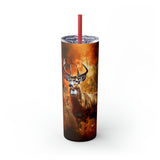 Western Acid Wash Deer Autumn Fall Vibes Skinny Tumbler with Straw, 20oz!