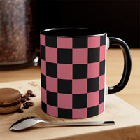 Retro Pink Plaid Accent Coffee Mug, 11oz! Free Shipping! Great For Gifting! Lead and BPA Free!