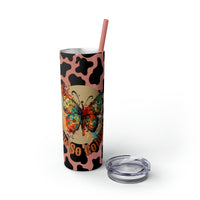 Your So Golden Butterfly Cow Printed Skinny Tumbler with Straw, 20oz! Multiple Colors!