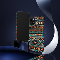 Teal and Orange Aztec Tough Cases! Cellphone Cases! Multiple Sizes Available! Apple iPhone, Samsung Galaxy, and Google Pixel devices!