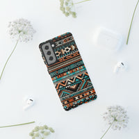 Teal and Orange Aztec Tough Cases! Cellphone Cases! Multiple Sizes Available! Apple iPhone, Samsung Galaxy, and Google Pixel devices!