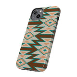 Teal and Brown Aztec Tough Cases! Cellphone Cases! Multiple Sizes Available! Apple iPhone, Samsung Galaxy, and Google Pixel devices!