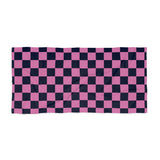 Pink and Black Plaid 100 Percent Cotton Backing Beach Towel! Free Shipping!!! Gift to a Friend! Travel in Style!