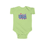 USA Stars and Stripes Unisex Infant Fine Jersey Bodysuit! Free Shipping! Independence Day!