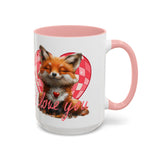 Disco Fox I Love You Valentines Day Accent Coffee Mug (11, 15oz)! Free Shipping! Microwave and Dishwasher Safe! BPA Free