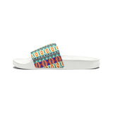 Hippie Stripes Blue and Purple Summer Beach Slides, Women's PU Slide Sandals! Free Shipping!!!