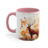 Autumn Orange and Black Deer Past and Future Accent Coffee Mug, 11oz! Multiple Colors Available! Fall Vibes!