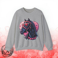 Valentines Day Black Horse Pink Hearts Unisex Sweatshirt! Retro! Free Shipping!!!