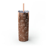 Polka Dot Pumpkin Thanksgiving Fall Vibes Skinny Tumbler with Straw, 20oz! Multiple Colors Available!