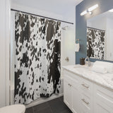 Speckled Black Cowgirl Western Cow Print Farmhouse Shower Curtains!