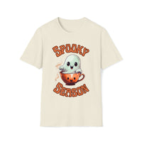 Spooky Season Little Ghost in a coffee Cup Halloween Unisex Graphic Tees! Fall Vibes!