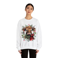 1 Highlander Cow Christmas Edition Unisex Heavy Blend Crewneck Sweatshirt!