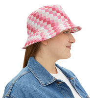 Retro Pink Plaid Unisex Bucket Hat! Free Shipping! Made in The USA!