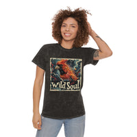 Wild Soul Red Bird Stamp Distressed Unisex Mineral Wash T-Shirt! New Colors! Free Shipping!!!