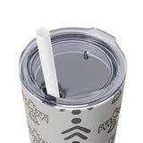 Western Neutrals Thunderbird and Arrows Skinny Tumbler with Straw, 20oz!