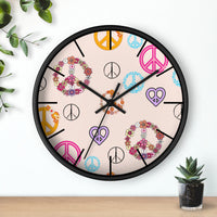 Retro Pastel Peace Signs Print Wall Clock! Perfect For Gifting! Free Shipping!!! 3 Colors Available!