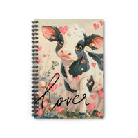 Valentines Day Lover Floral Pink Cow Spiral Notebook - Ruled Line! Perfect For Gifting!