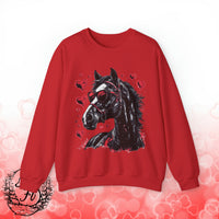 Valentines Day Black Horse Red Hearts Edition Unisex Sweatshirt! Retro! Free Shipping!!!