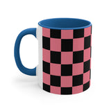 Retro Pink Plaid Accent Coffee Mug, 11oz! Free Shipping! Great For Gifting! Lead and BPA Free!