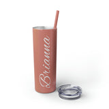 Custom Name Personalized Tumblers Skinny Tumbler with Straw, 20oz! Cursive Writing Option!