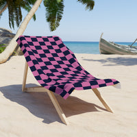 Pink and Black Plaid 100 Percent Cotton Backing Beach Towel! Free Shipping!!! Gift to a Friend! Travel in Style!