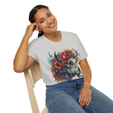 Boho Cow Skull Wallen Unisex Graphic Tees! Summer Vibes! All New Heather Colors!!! Free Shipping!!!