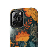 Fall Florals Navy Blue and Orange Tough Phone Cases! Fall Vibes!