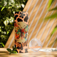 Your So Golden Butterfly Cow Printed Skinny Tumbler with Straw, 20oz! Multiple Colors!