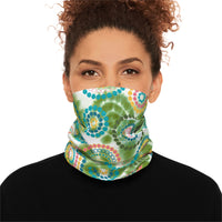 Green Retro Swirl Print Lightweight Neck Gaiter! 4 Sizes Available! Free Shipping! UPF +50! Great For All Outdoor Sports!