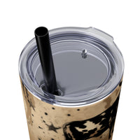 Western/Boho Bull Acid Wash Neutrals Skinny Tumbler with Straw, 20oz!